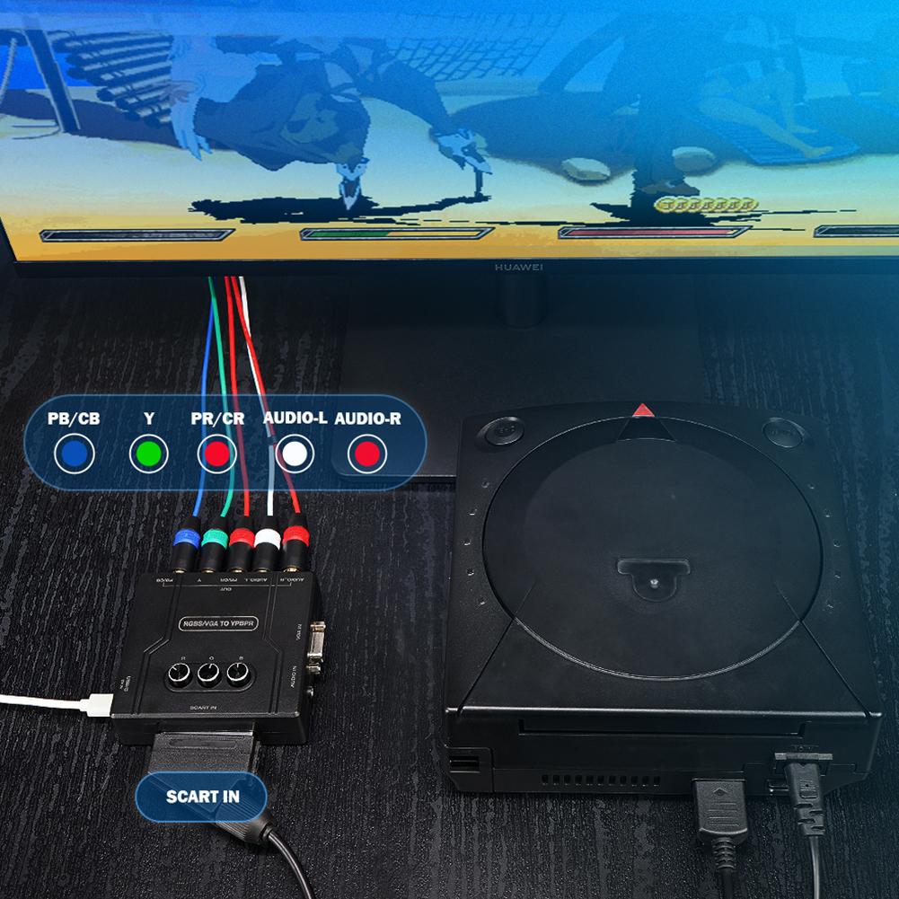 RGBS VGA SCART NA YPBPR Převodník Video Adaptér RGBS VGA SCART NA YPBPR Transkodér Převodník Barva Jas Nastavitelný
