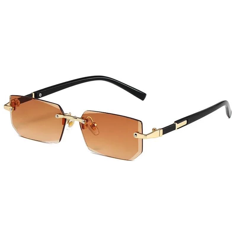 Unisex Rimless Square Sunglasses Women Men Designer Brand Sun Glasses Female Male Colorful Small Mirror