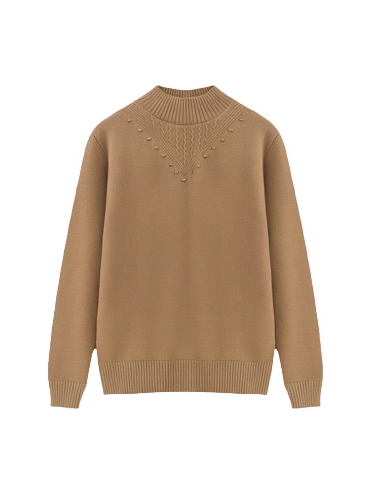 Women's Knitted Velvet Sweater: Loose-Fit, Round Neck, Long-Sleeve, One Size, for Middle-Aged & Elderly