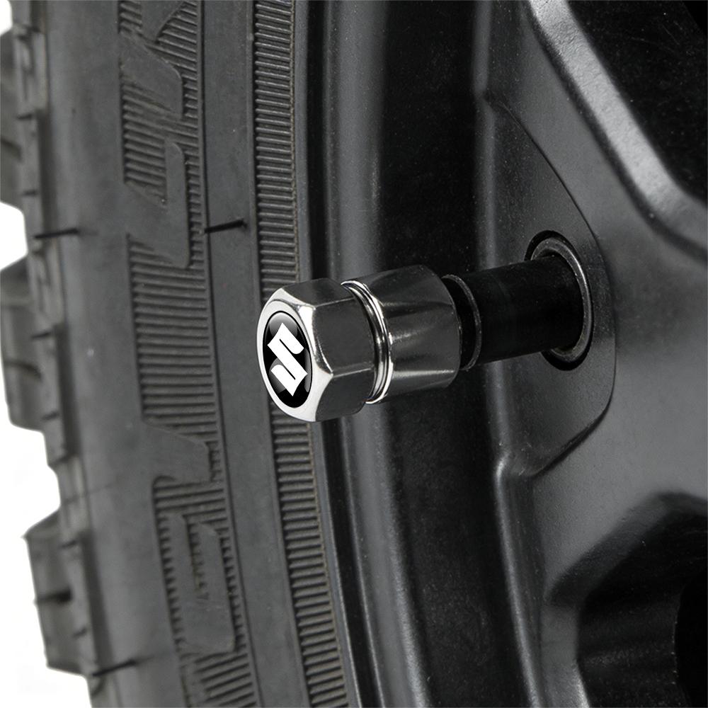 4PCS Car Tire Stem Valve Caps Dustproof Cover Accessories For Suzuki Swift Grand Vitara Baleno Jimny Celerio Scross Alto SX4 GSX