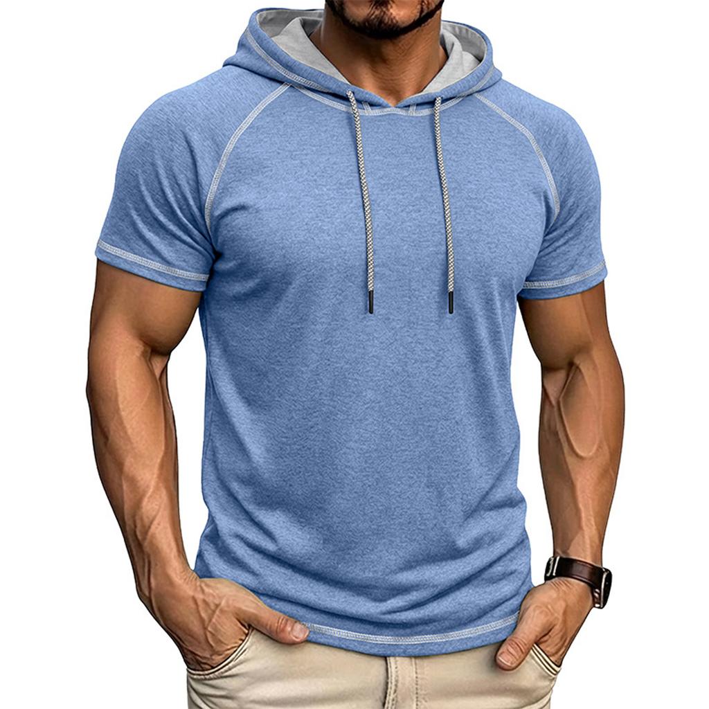 Men's Casual Sports Fitness Hooded Short-sleeved T-shirt
