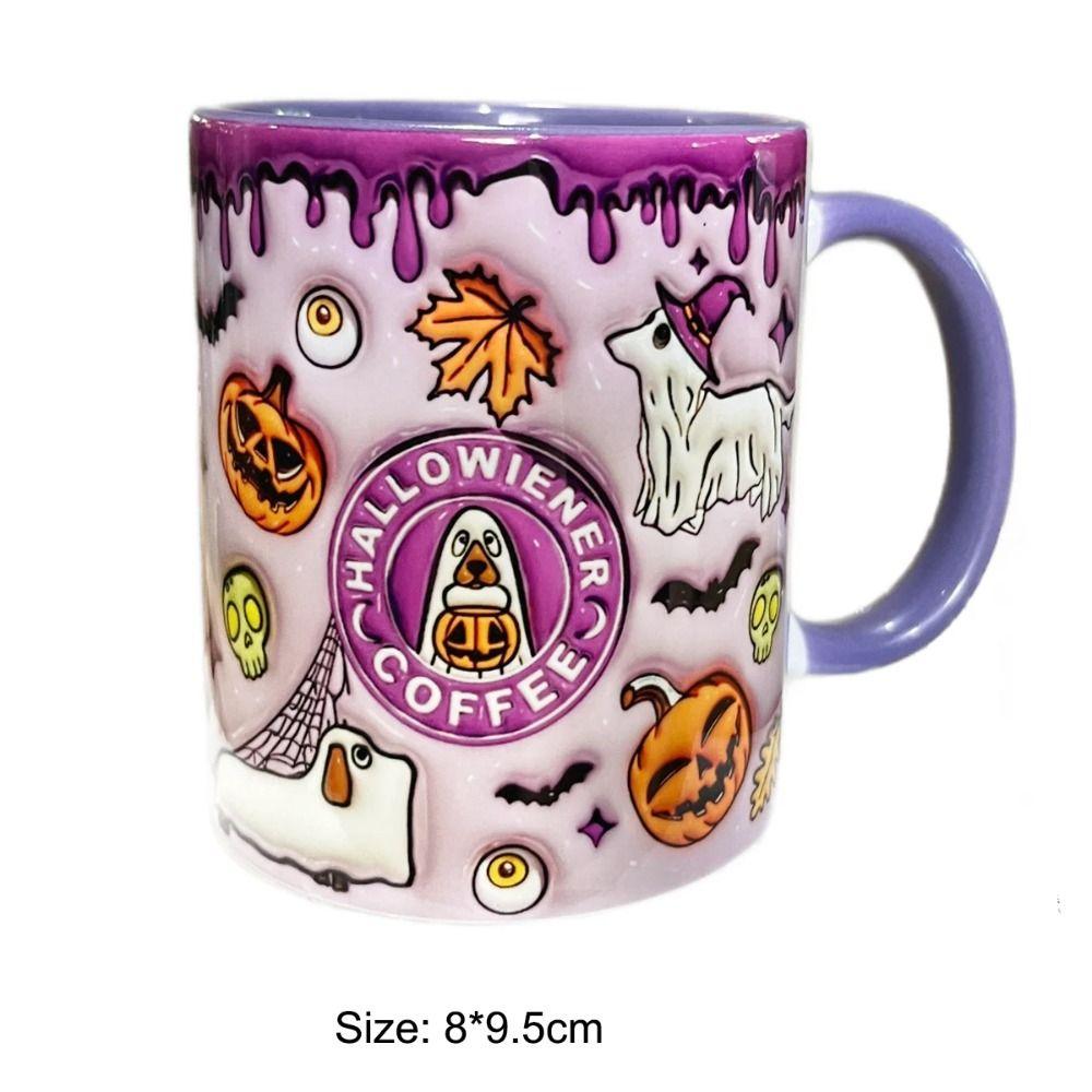 Gift Ceramic Halloween Coffee Mug With Handle Spooky Tea Mug 3D Ghost Mug