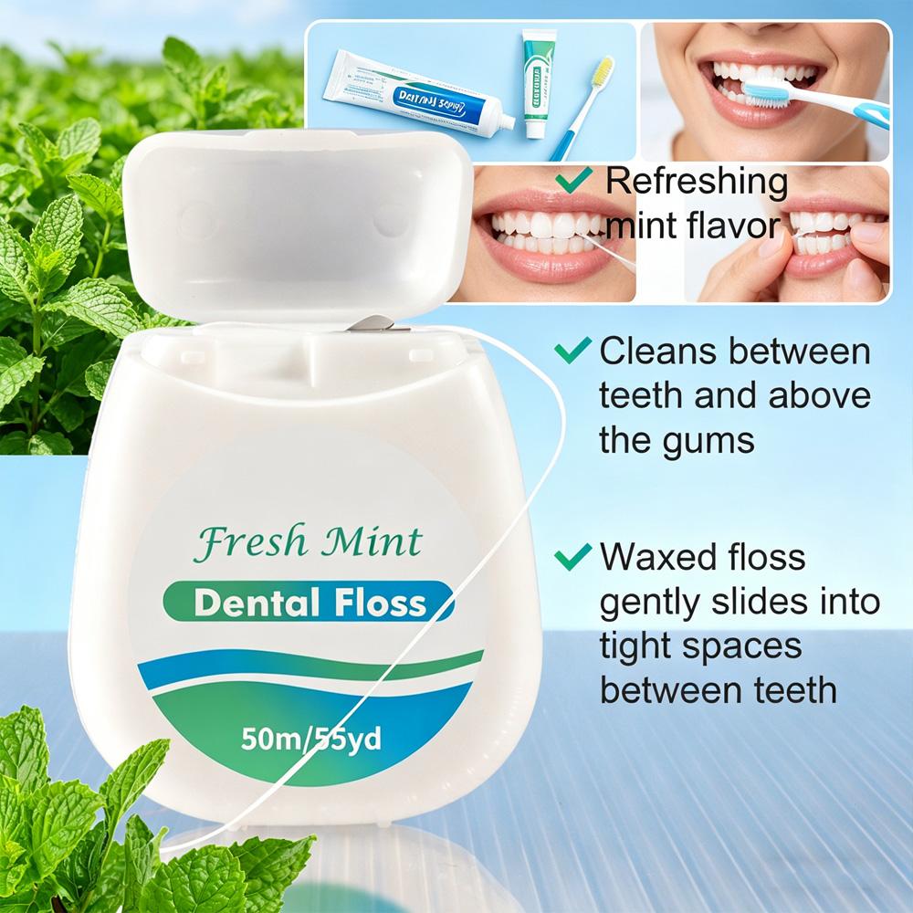 2PCS Mint Dental Floss Roll | Ultra Fine Smooth Floss for Deep Teeth Cleaning, Portable Oral Care Tool
