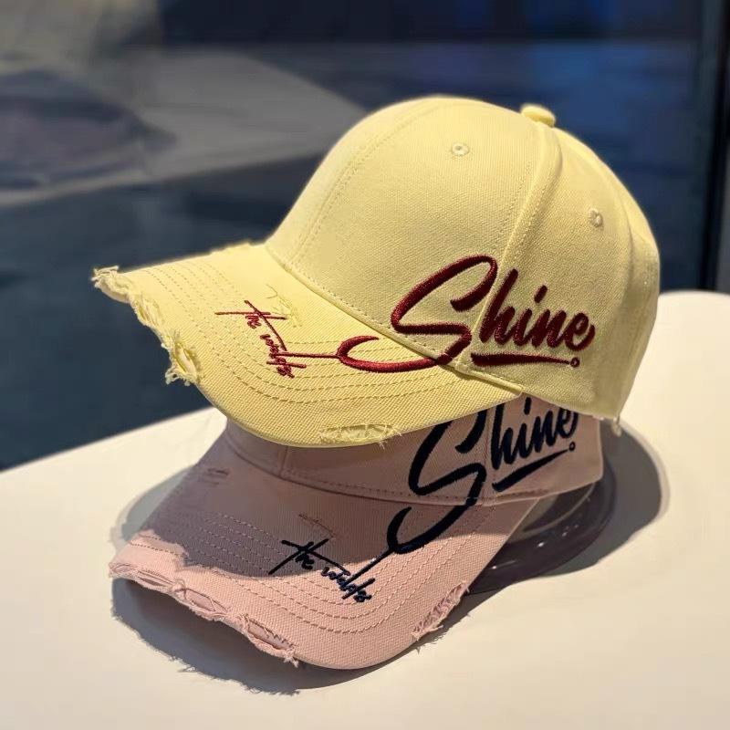 American Hole Letter Embroidery Big Head Circumference Baseball Cap Children's New Wide-brimmed Face Small Versatile Sun Hat