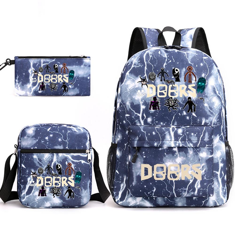 X Three-piece Schoolbag Printed Breathable Practical Backpack Large Capacity Oxford Bag