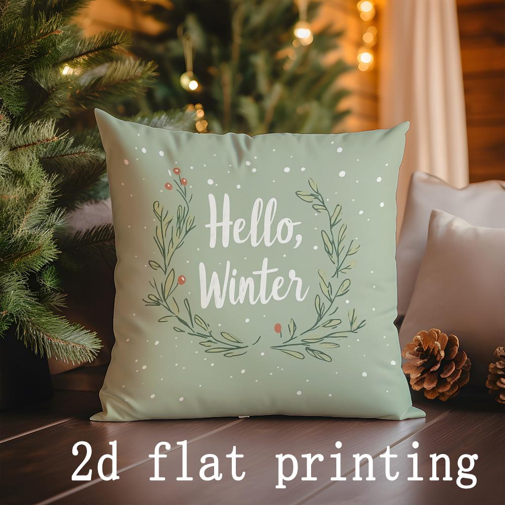Home Decor Christmas-themed Floral and Tree Print Pillowcases Pattern Cushion Cover Suitable for Sofa Bedroom Car Pillow Cover