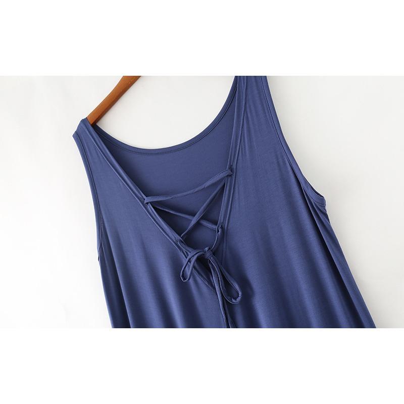 Καλοκαιρινή Γυναικεία Νυχτικιά Στρογγυλή Λαιμόκοψη Σέξι Κοίλη Δέσιμο Μακρύ Φαρδύ Μεγάλο Μέγεθος Μοντάλ Φόρεμα