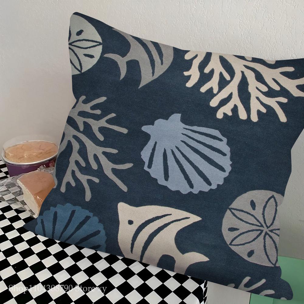 Marine Organism Shells Pillow Case Square Pillow Bedroom Sofa Leisure Comfort Cushion Car Living Room Home Decoration