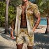 Nueva Camisa Hawaiana Mapa Camisa de Manga Corta Conjunto de Camisa y Pantalones de Playa para Hombre Hombre