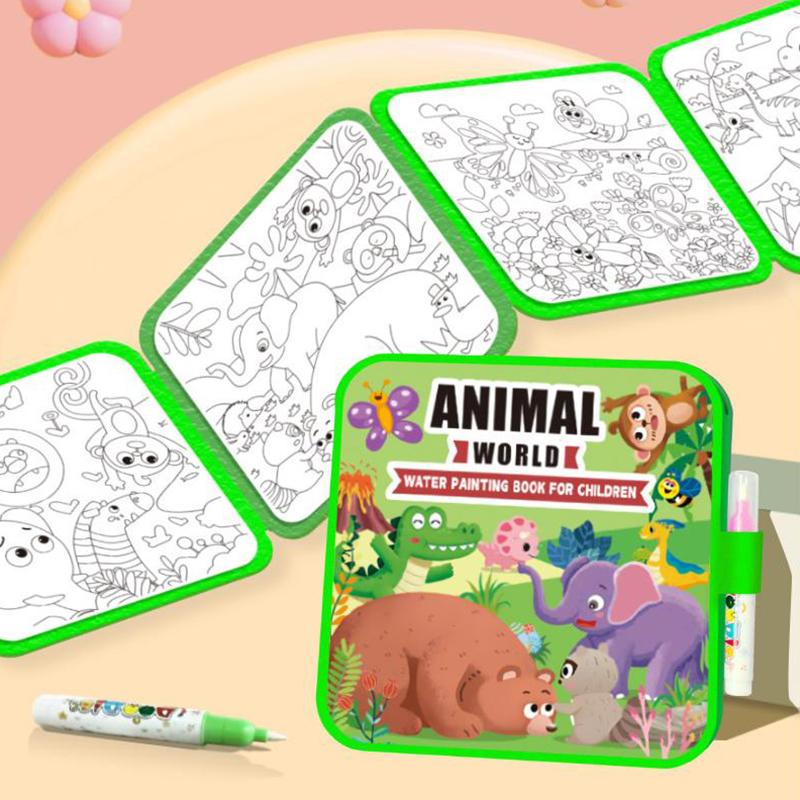 Livre de coloriage à l'eau Montessori, Livre de peinture à l'eau réutilisable, Livre de coloriage à l'eau, Ajoutez simplement de l'eau pour révéler des couleurs vives