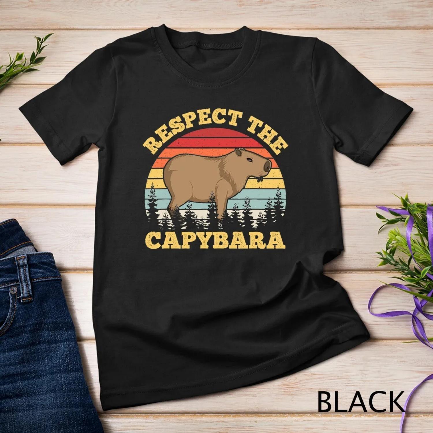 Respect The Capybara Funny Capibara Rodent Animal Lover T Shirt S