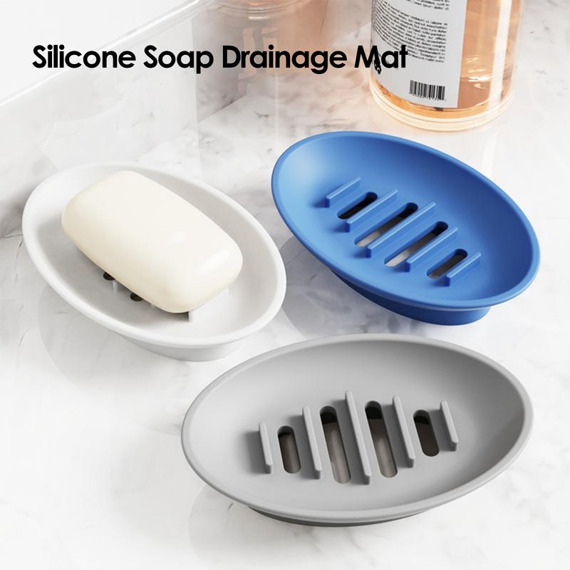 Soap Dish with drainage Sink Bar Soap Dish Holder Tray Silicone Self-Draining Storage Box Small Storage Container Organizer