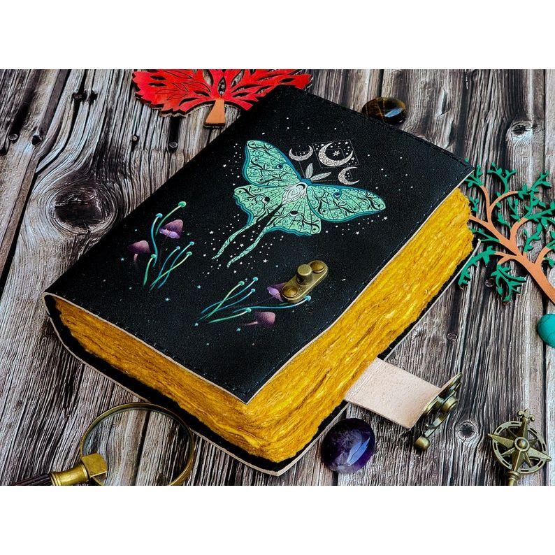 Leather journal Spell wizard Cat Book Blank Magik Notebook Book Of Shadows Wiccan Pagan grimoire book for Traveling Sketching best gift