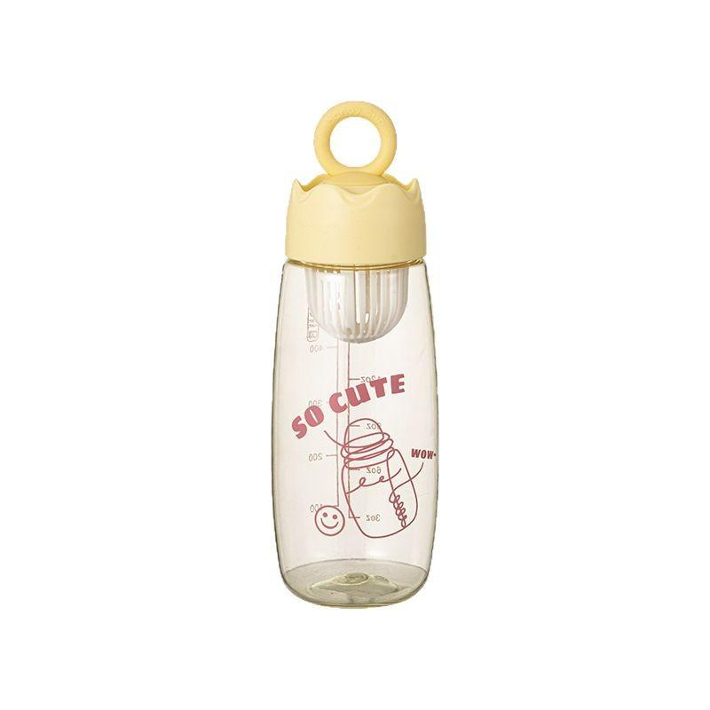 Water bottle summer new student water cup men and women high temperature resistant portable plastic cup children with filter flower teacup