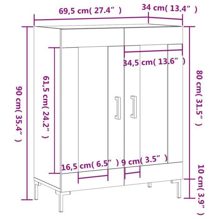 VidaXL Buffet blanc 69,5x34x90 cm bois d'ingénierie 827788