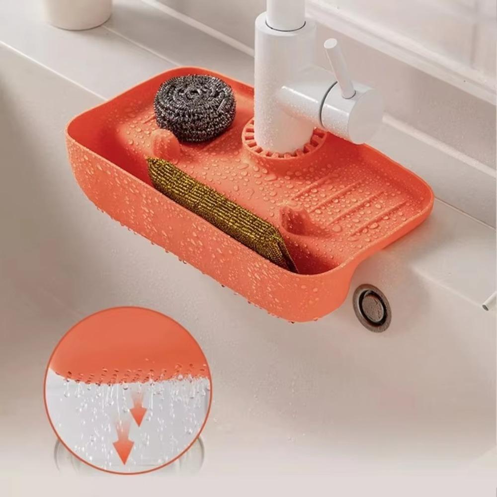 Water Collecting Pad Silicone Sink Drain Rack Splash Proof Kitchen Sink Shelf Organizer