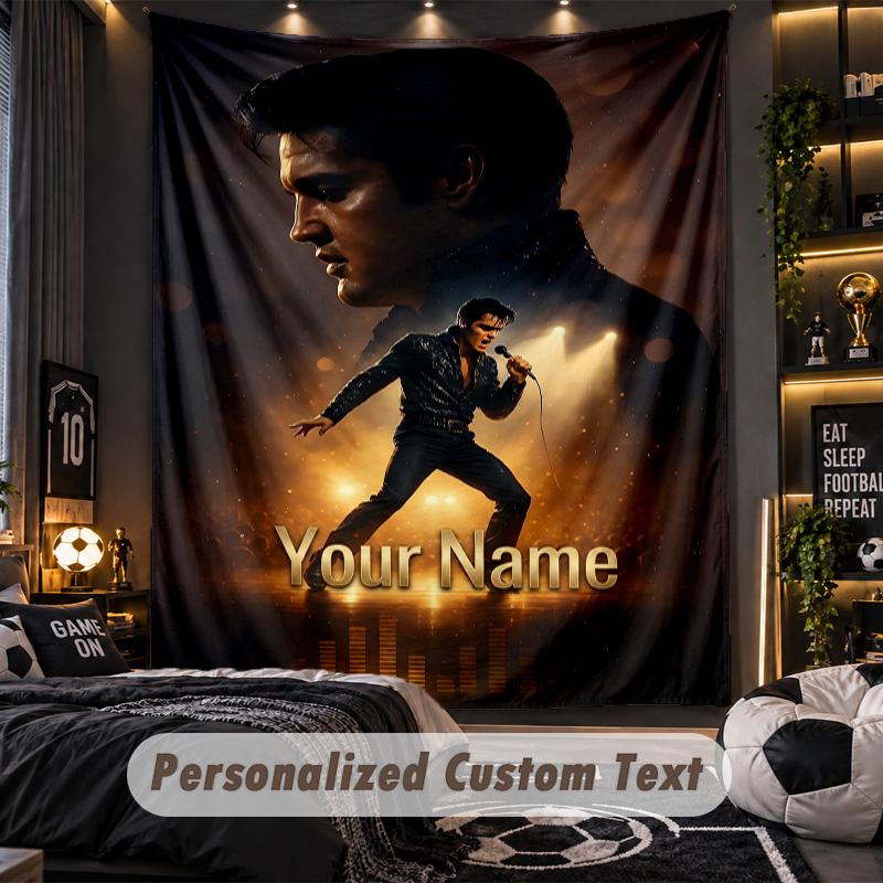 TapestryElvis Presley Custom Name Text Personalized Wall Hanging Tapestry Home Wall Decor