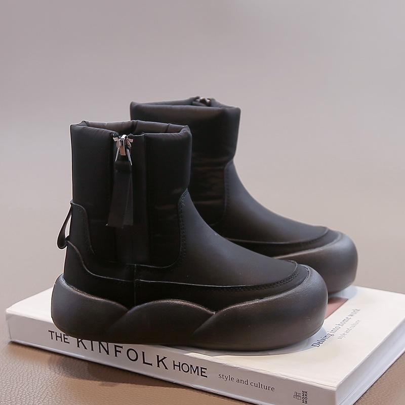 Children's snow boots girls winter cotton shoes new velvet short boots girls cotton boots medium older children's princess shoes