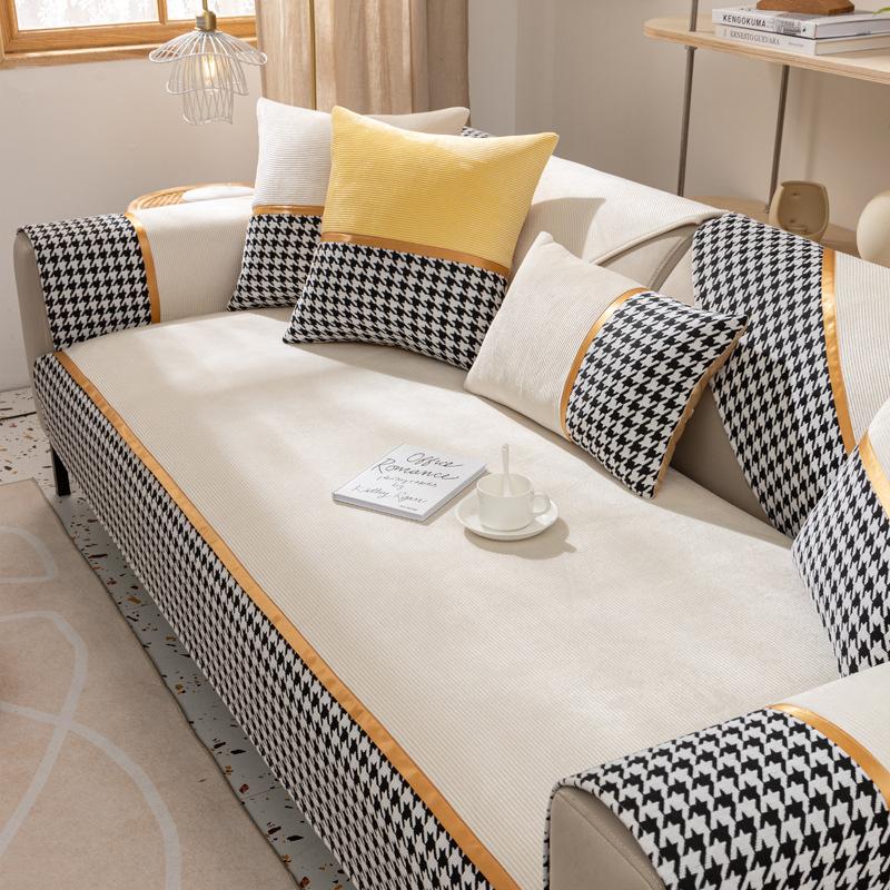 

Nordic Sofa Cushion Universal In All Seasons Thousand Birds Gepi Sofa Cover Simple Seat Cushion Backrest Towel Cover Cloth Non-Slip And Dirt-Resistant 70*70cm