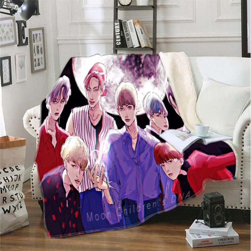 3D Printed Young Idol BTS Group Plush Blanket Bedspread for Adults Kids  Sherpa Blanket Travel Couch Quilt Living Room Blanket