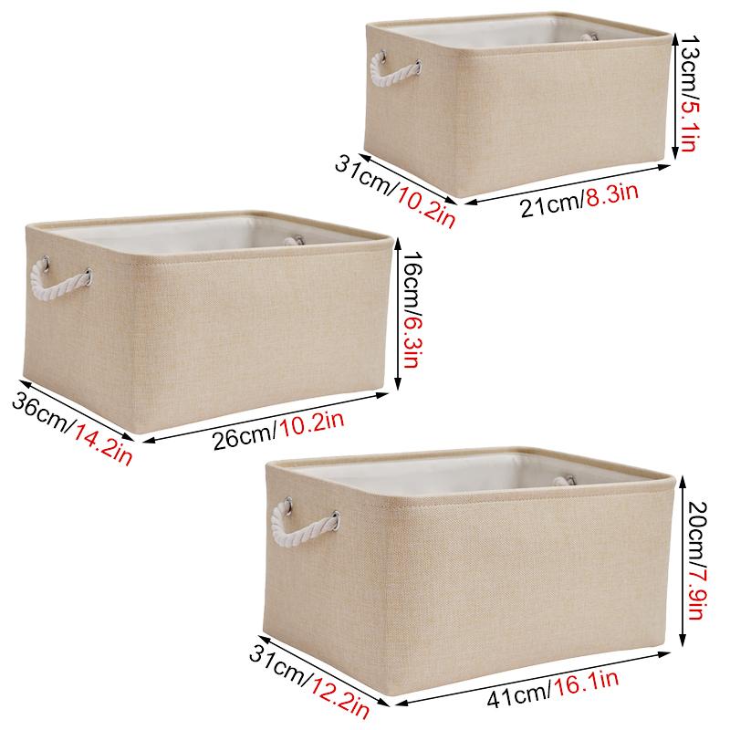 Foldable Fabric Storage Baskets, with Handles Linen Wardrobe Storage Rack Home Wardrobe Towel Toys Storage Basket