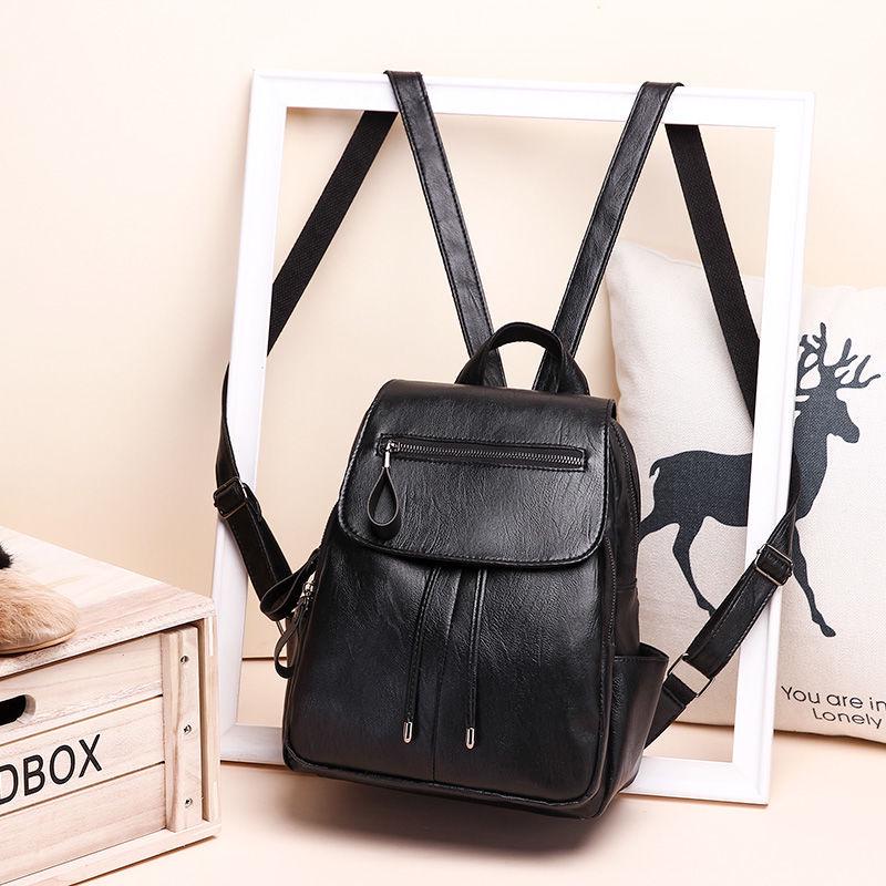 Versatile Women's PU Leather Backpack - Customizable Labels & School Bag