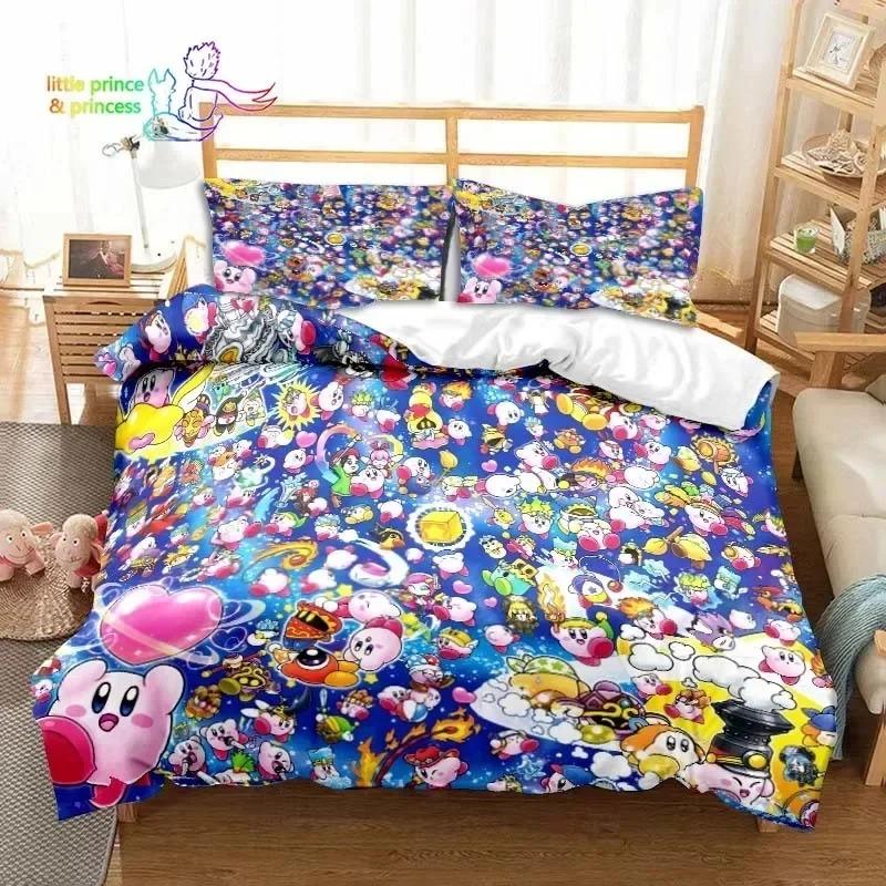 3D Design Printed Kawaii Cartoon Kirbys Bed Ensemble Single Size Single Size Full Queen Dimension King Dimension Size Bed Kit Adult Kid Bedroom