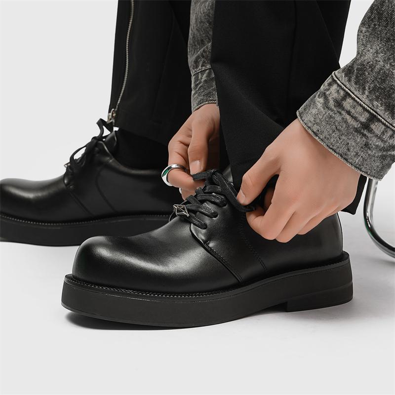 2024 New Lace up Men Casual Leather Shoes Outdoor Antiskid Thick Bottom Shoes High Quality Men Classic Casual Work Oxford Shoes