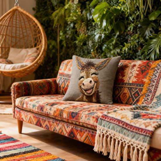 Yousheng Pillowcase Donkey Print Easy-Care Design Soft Breathable Pillow Cover Sofa Bedroom Patio Home Decor