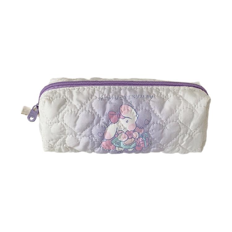

Quilted Pencil Case Zippered Polyester Pen Pouches Light Weight Large Capacity Pen Organiser For School Office Travel фиолетовый