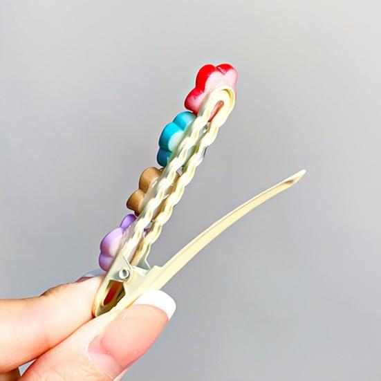 1/4Pcs Girl Hairpins Colorful Flower Decor Hair Clips Side Bang Hair Pins Plastic Material Hair Accessories