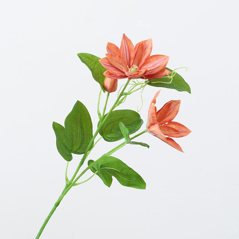 

Имитация клематиса, свадебная имитация, цветочная дорожка, свинцовый ряд цветов, имитация растений, настенное украшение, искусственные цветы темно-оранжевого