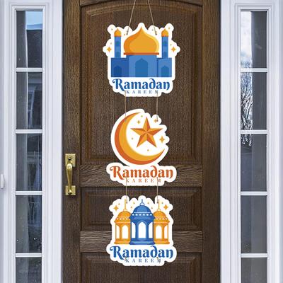 EID Mubarak Decorations Door Hanging Ramadan Decor 2025 for Home Door Hanging Ramadan Kareem Islamic Muslim Party Eid Al Adha