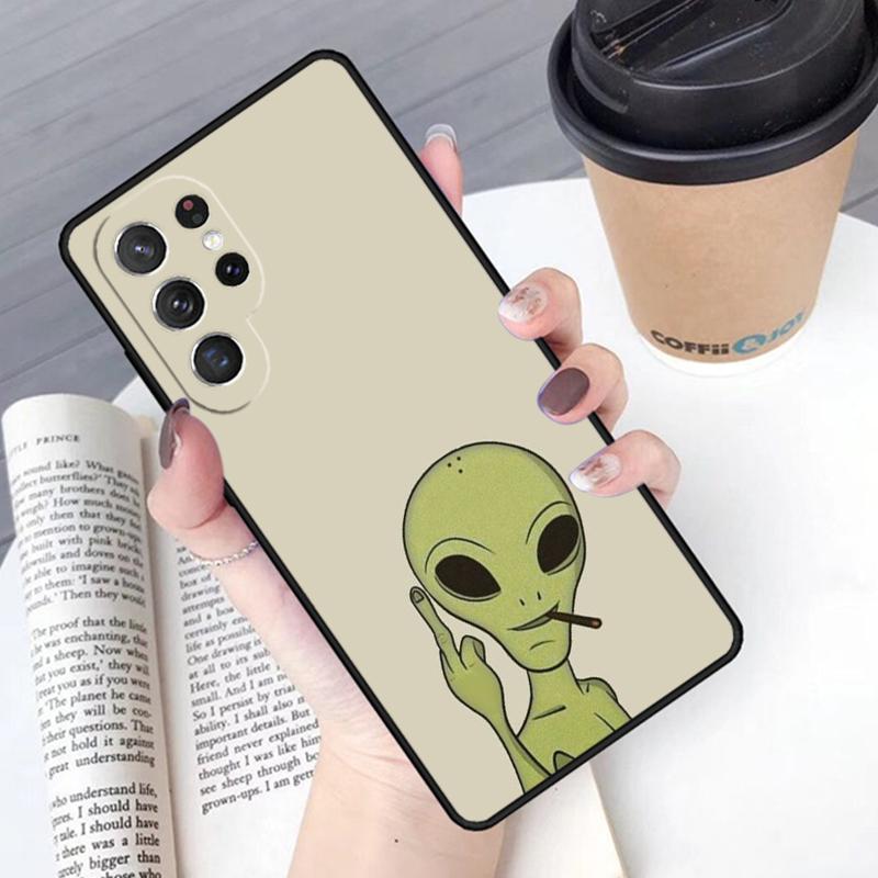 Aesthetics Cartoon Alien Phone Case Cover For Samsung Galaxy S24 S25 Ultra S21 S22 Ultra S10E Note 10 Plus Note 20 FE S23
