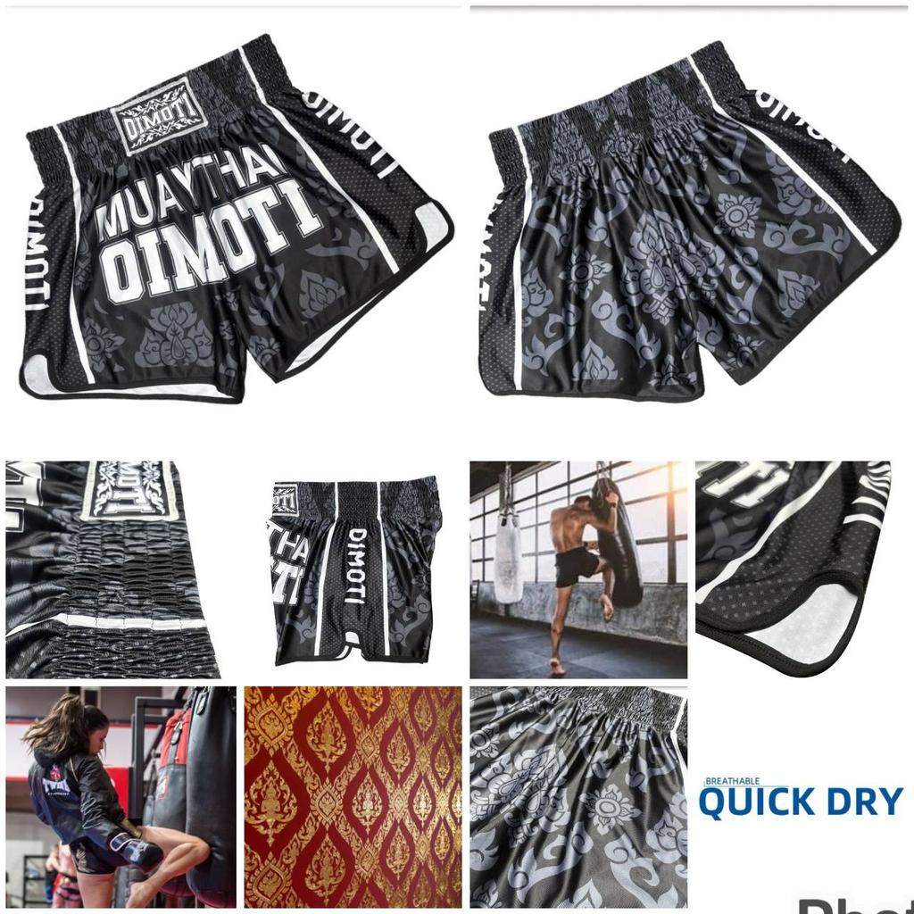 Thai Drawing Black Muay Thai Kickboxing Boxing MMA UFC Casual Shorts Gym Sport Unisex Men Women Workout Quick Dry Print Elastic High Waist Training