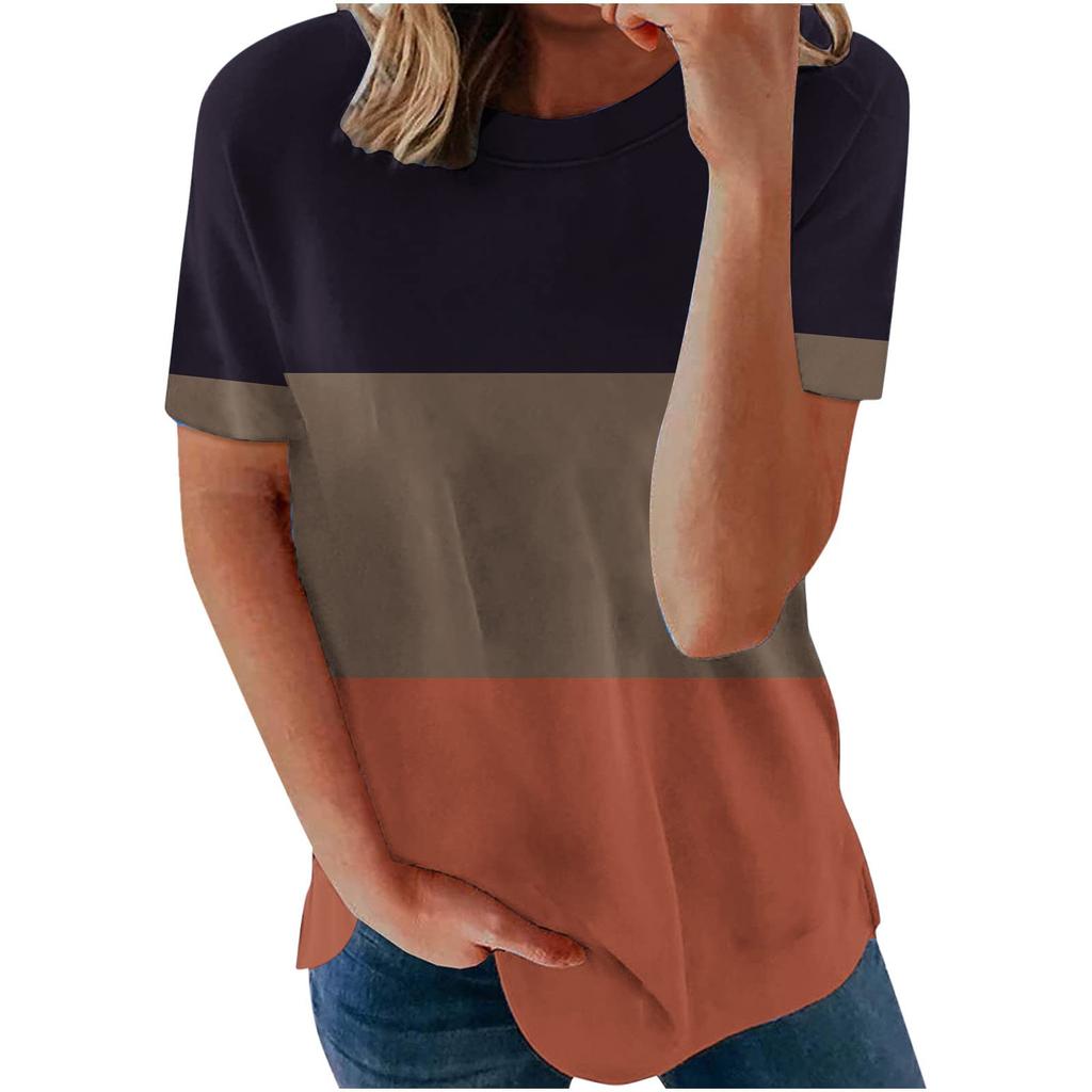 Damenmode, lässig, lockerer Rundhalsausschnitt, bedruckt, kurzärmelig, T-Shirt-Oberteil