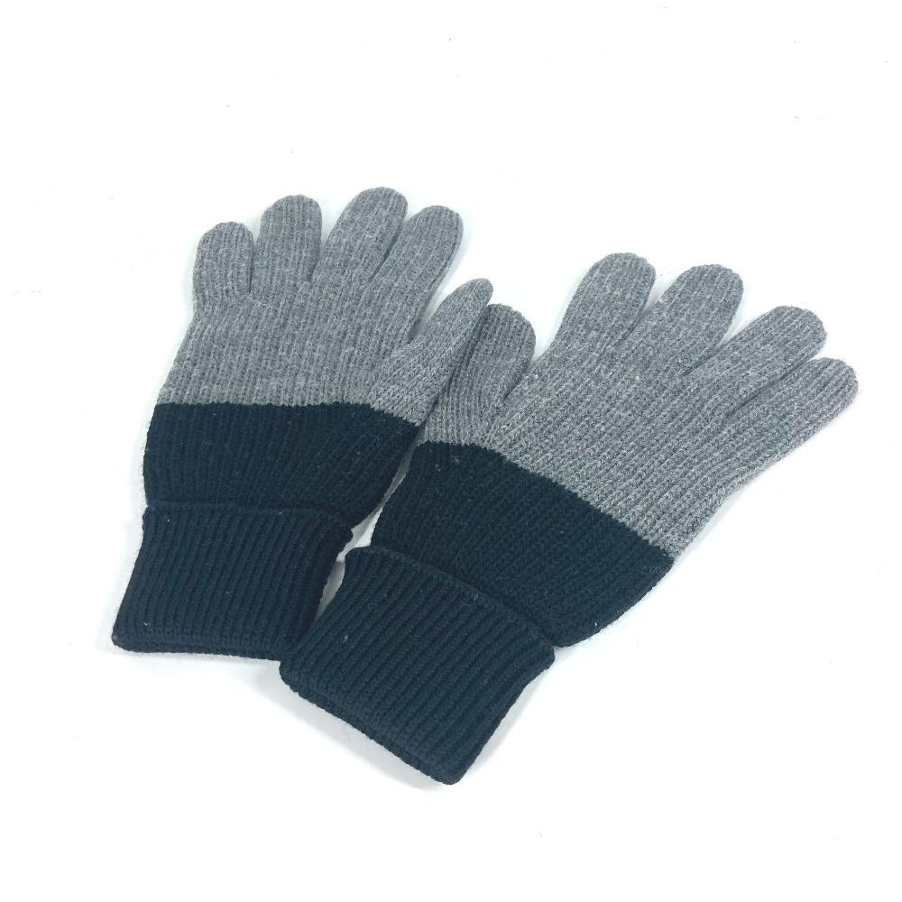 Dior 213MG01AT481 Bicolor CD Logo Gloves Accessories Gloves Wool gray/Black