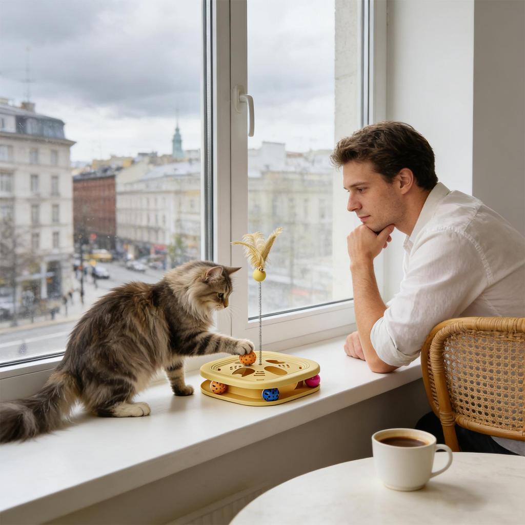 Interaktives Katzenspielzeug Anti-Rutsch Mit Federangel Stimulierendes Katzenspielzeug Puzzle-Spiele Für Kätzchen Indoor Bewegung Training Mental