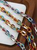 Colourful Enamel Necklace Bracelet For Women Stainless Steel 18K Gold Plated Waterproof Women's Neck Chain Bracelets Zircon Set