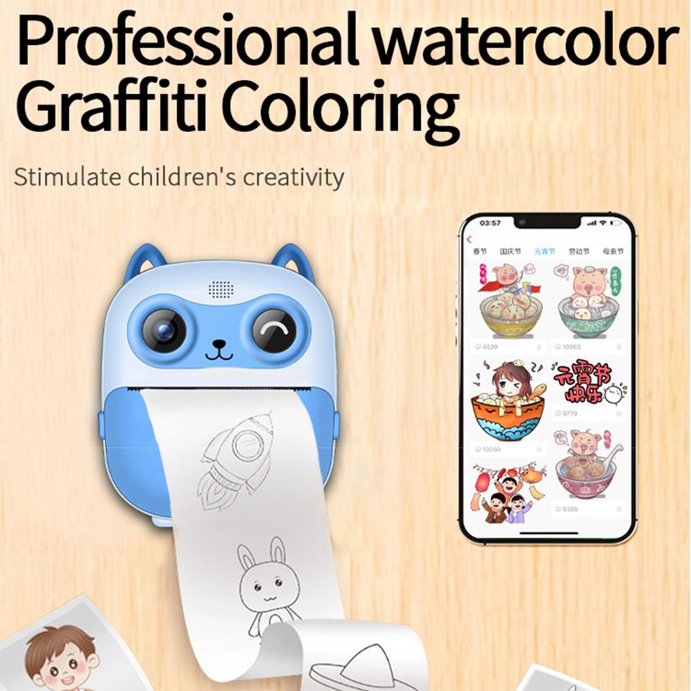 Tragbare Kinder Sofortbildkamera mit Thermischem Druck Kinderkamera 2,4 Zoll Bildschirm Digitalkamera Foto Selfie HD