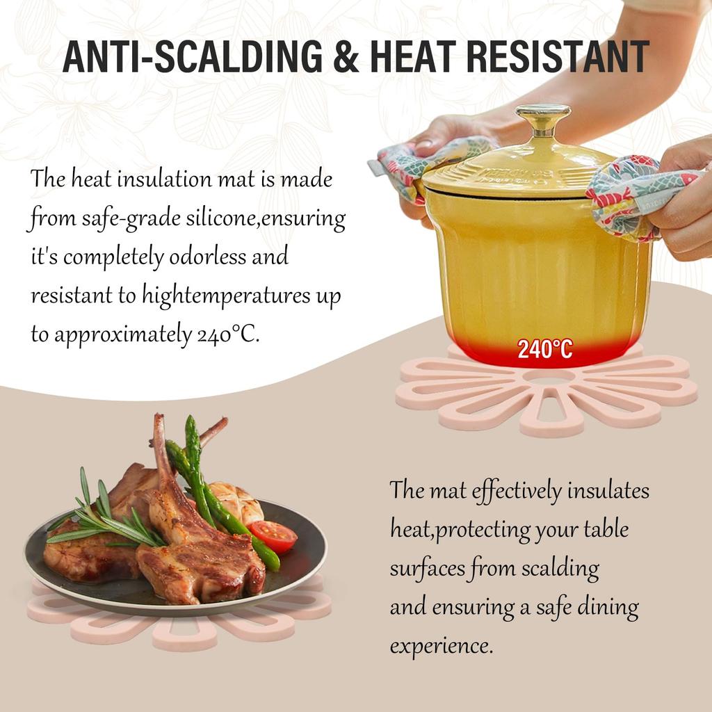 1/3PC Flower-Shaped Silicone Hot Pad Silicone Kitchen Insulation Coasters Hot Pad For Bowls Pots Cups Non-Slip Home Dining Mat