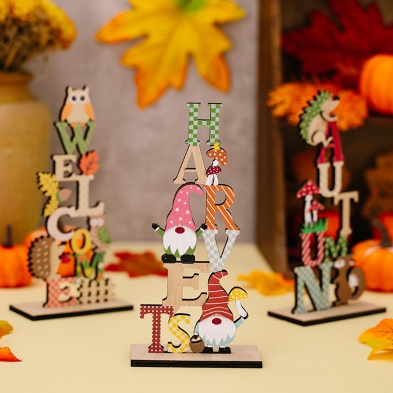 Wood Autumn Signs for Thanksgiving Mantelpiece Embellishments for Autumn Home Garden Decors