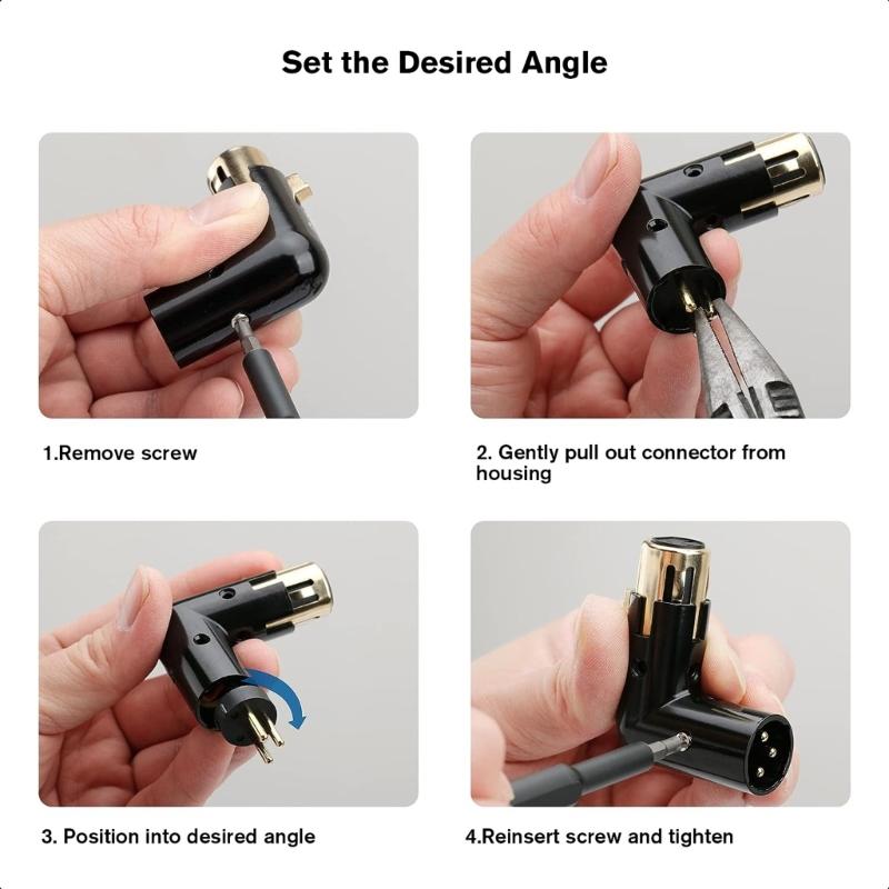 3Pin Male to Female Right Angled Microphones Auditory Adapter for Sound Engineer Professional