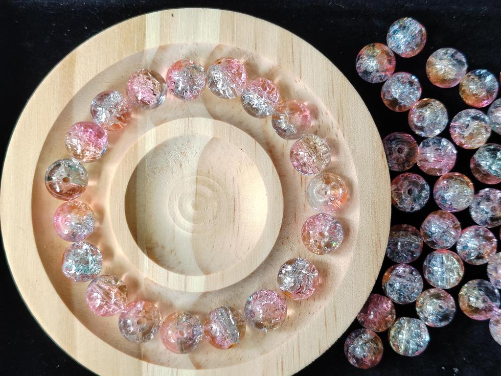 25 pz/lotto 9-10mm multicolore ciondoli fai da te braccialetto perline splicing colore crepe perline sciolte con foro per la creazione di gioielli artigianato