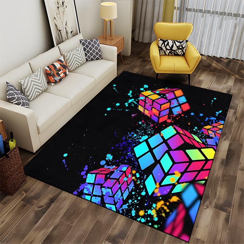 Colorful Rubik's Cube Design Suitable for Use As an Anti-slip Game Mat for Living Room and Bedroom Sofas