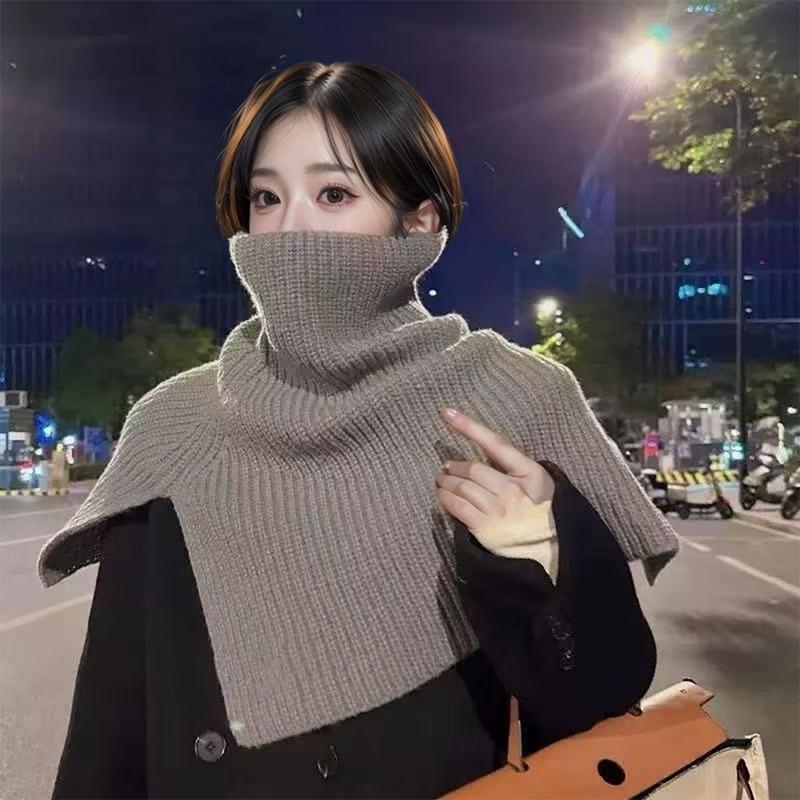 High Collar Shawl Winter Keep Warm Neck Protection Pullover Knitted Scarf For Women