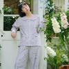 Women's Brushed Cotton French Pajamas - Comfy, Loose-Fit Long Sleeve Set for Spring & Autumn