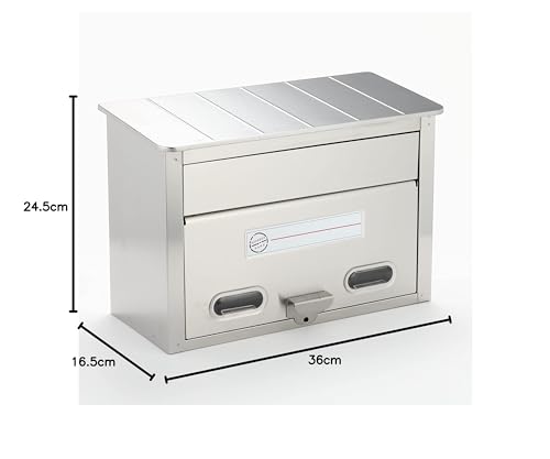 GREEN LIFE PS-30H Wall-Mounted Stainless Steel Mailbox (Made in Japan) - Fits A4 Size Items and Compatible with Padlocks