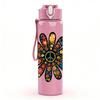 1PC Colorful Mandala Flower 750ml Color Plastic Sports Water Bottle Leakproof Flip Straw Lid Suitable for Sports Office Home Use