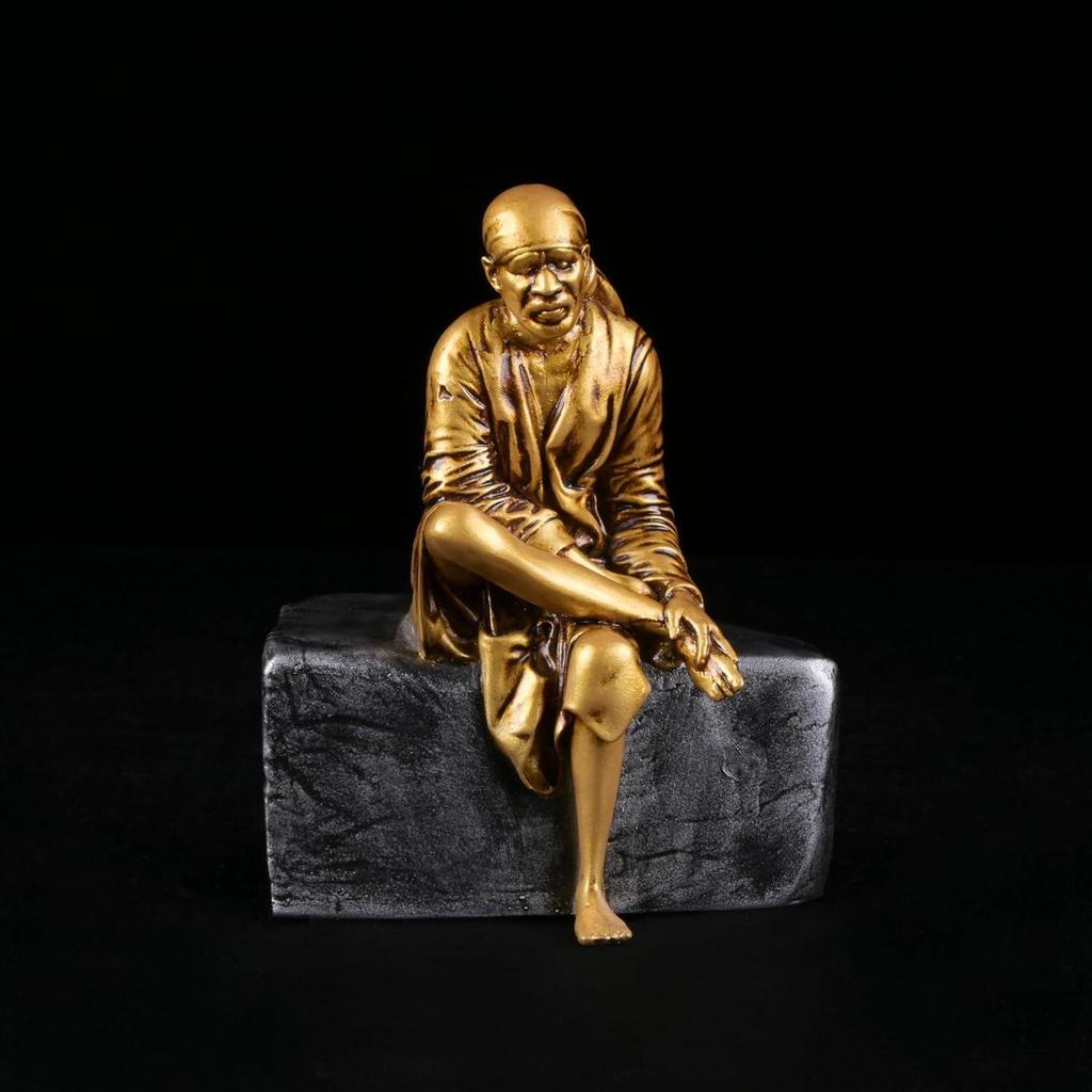 Saibaba Idol Shirdi Sai Baba Statue Sai Baba Idol Murti Religious God Idol for Car Dashboard & Home Decorative Showpiece Gift Item